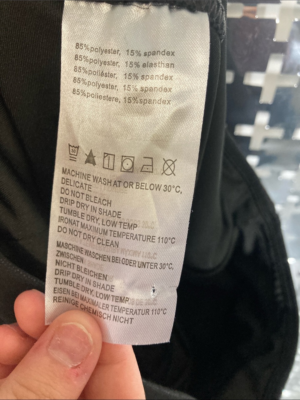 Black Medium Activewear Leggings with Faux Leather Look - Picture 4 of 4